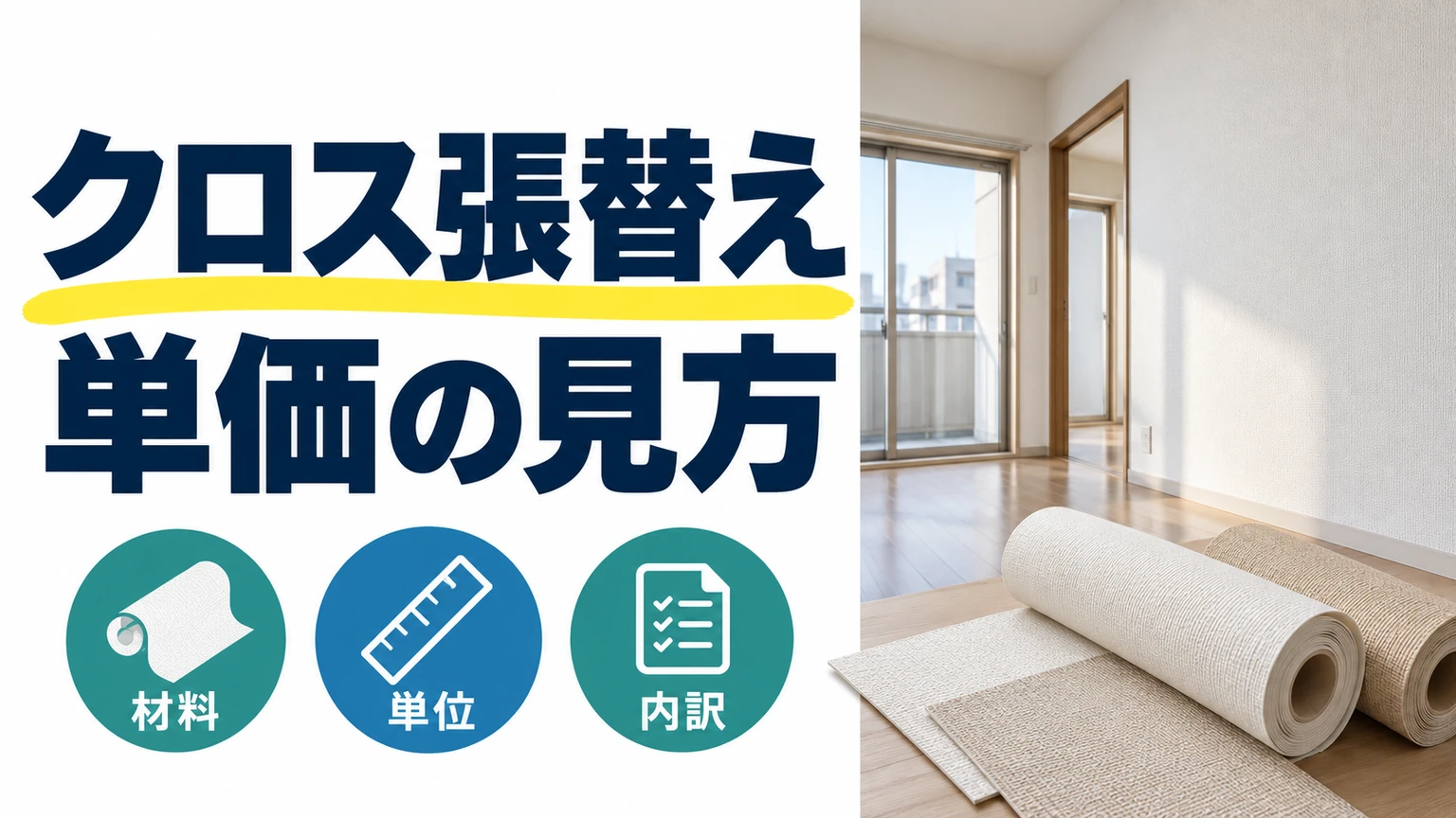 クロス張替えの単価は？量産・1000番と㎡・mの見積もり比較