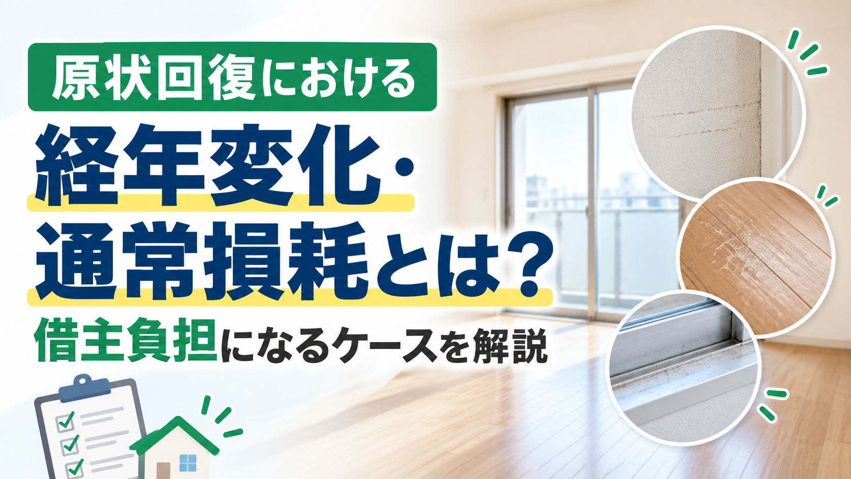 原状回復における経年変化・通常損耗とは？借主負担になるケースを解説