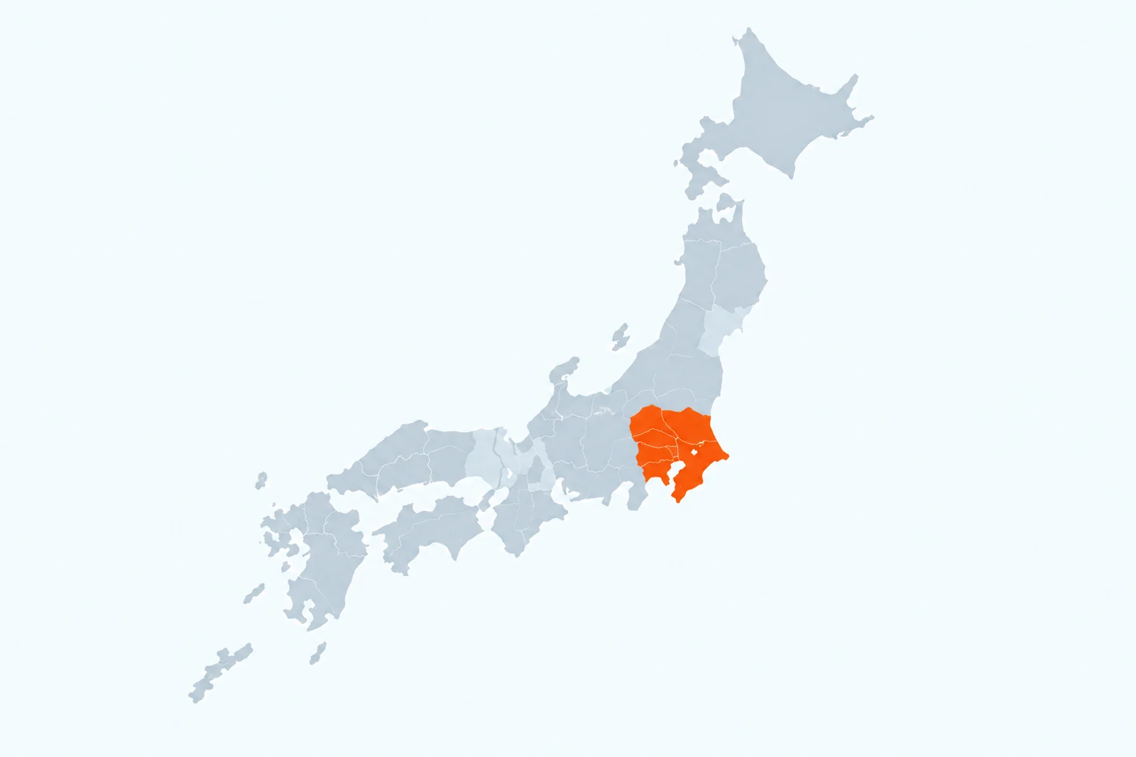 日本地図と関東の対応エリア